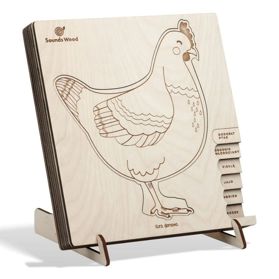 Sounds Wood Lernpuzzle „Hühnchen raus!“ – Holz-Schichtpuzzle Lebenszyklus Huhn ab 3 Jahren – Bild 2